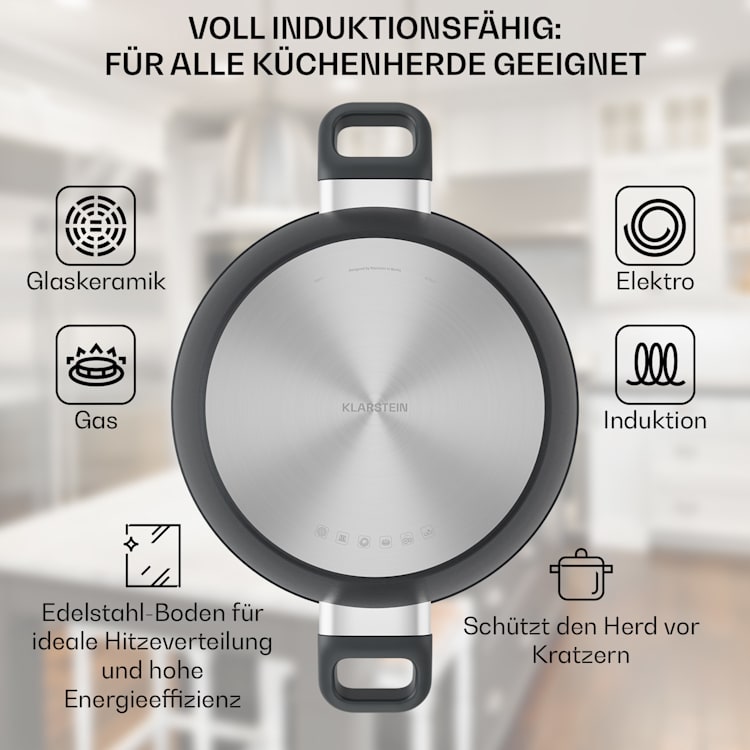 Noto Endurance Kochtopf Ø28cm geschmiedetes Aluminium Deckel Induktion PTFE-Antihaftbeschichtung 28 cm | Anthrazit
