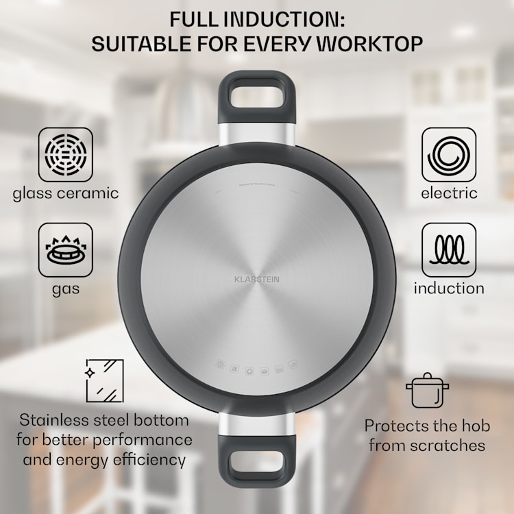 Noto Endurance, hrnec, Ø28 cm, kovaný hliník, poklice, Induction PTFE s nepřilnavým povrchem 28 cm | Antracit