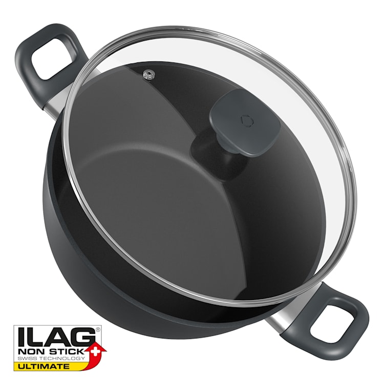Noto Endurance Kochtopf Ø28cm geschmiedetes Aluminium Deckel Induktion PTFE-Antihaftbeschichtung 28 cm | Anthrazit