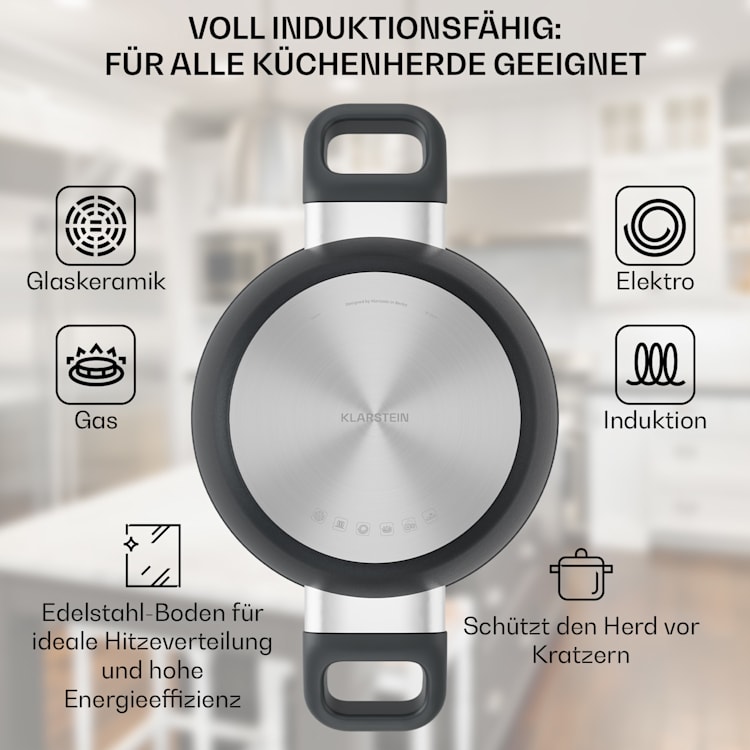 Noto Endurance Kochtopf-Set 4 Töpfe geschmiedetes Aluminium Induktion PTFE-Antihaftbeschichtung Set | Anthrazit