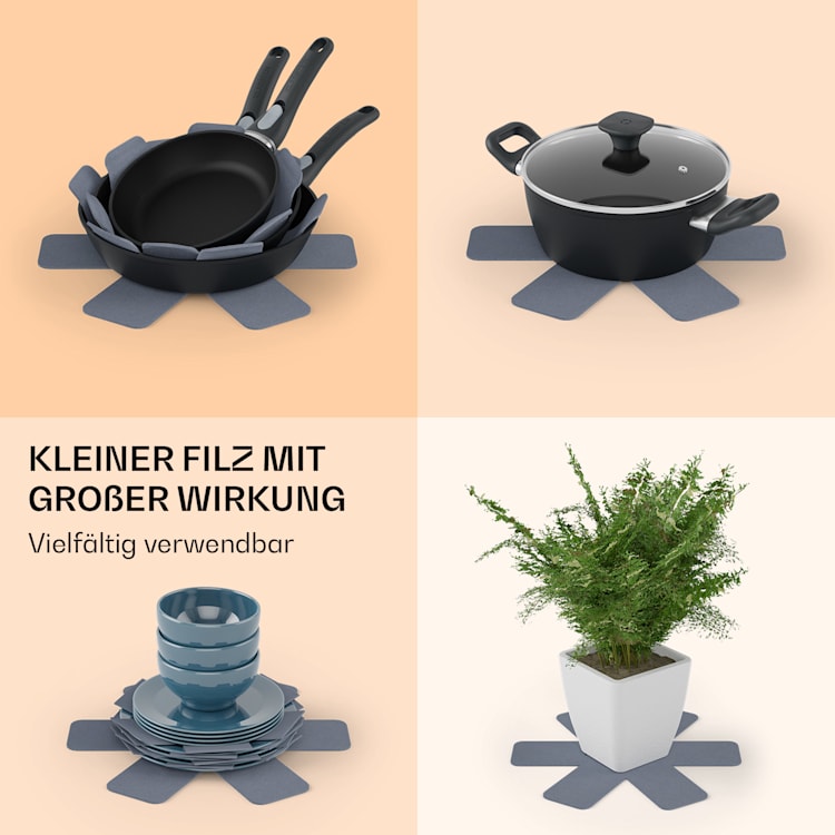 Noto Endurance Filz-Set 5 Stck. sternförmig sehr weich für Töpfe & Pfannen Ø38 cm