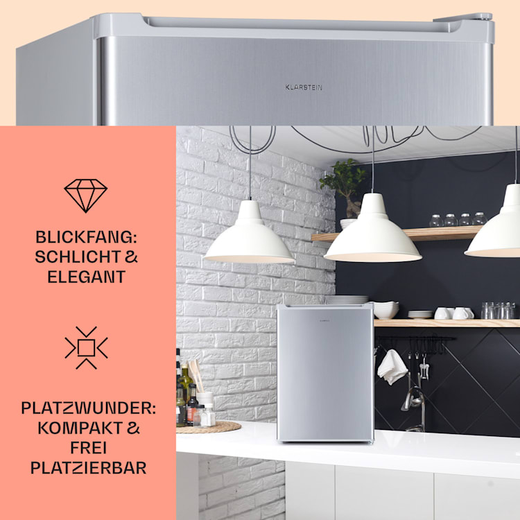 Fargo 67 Kühlschrank Minibar 67 Liter / 4 Liter Gefrierfach kompakt Edelstahl