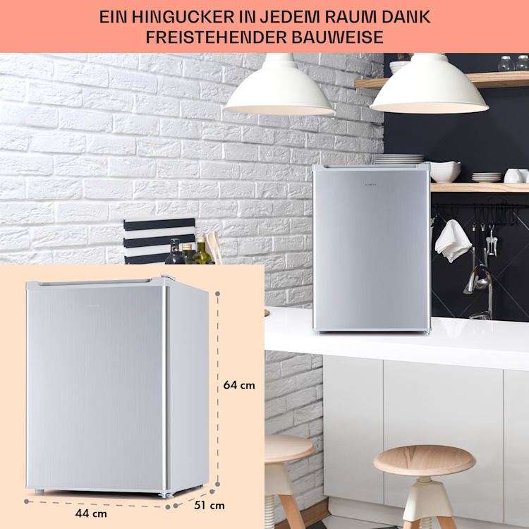 Fargo 67 Kühlschrank Minibar 67 Liter / 4 Liter Gefrierfach kompakt Edelstahl