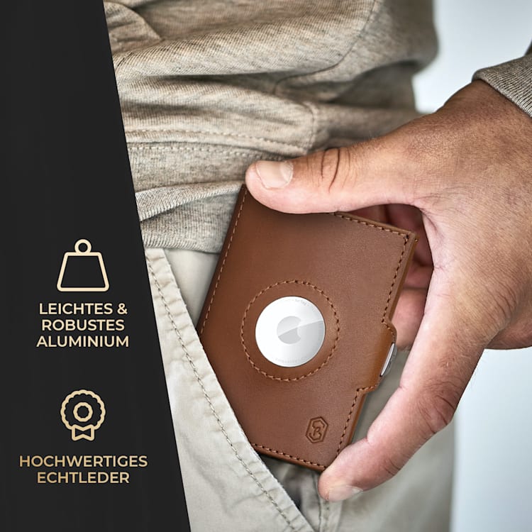 TRYO Trifold Airtag portefeuille 12 cartes Compartiment monnaie 9,2 x 2,2 x 7,5 cm (LxHxP) Protection RFID