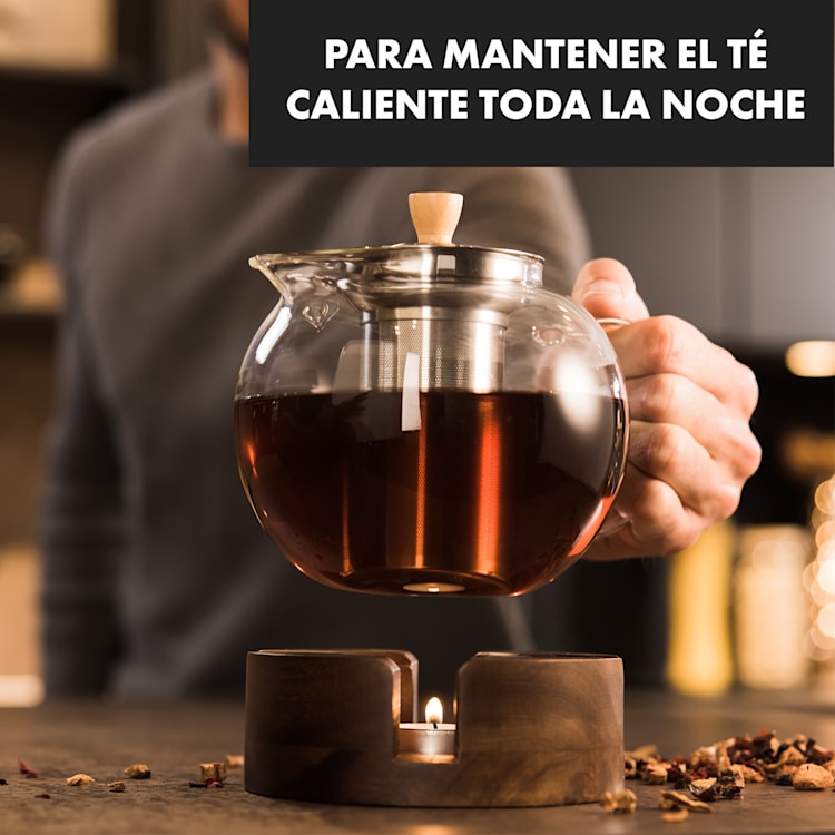 Sencha Tetera de diseño con calentador de madera Oolong 1,3L Filtro