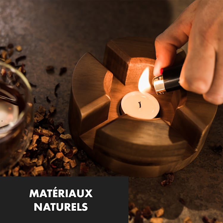 Sencha Théière design avec réchaud en bois oolong filtre amovible 1,3 L verre borosilicaté