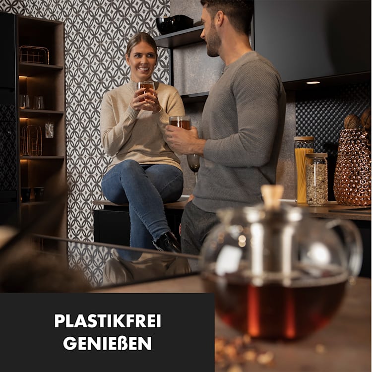 Sencha Teekanne 0,65 l Edelstahl-Siebeinsatz Borosilikatglas Deckel 0,65 Ltr