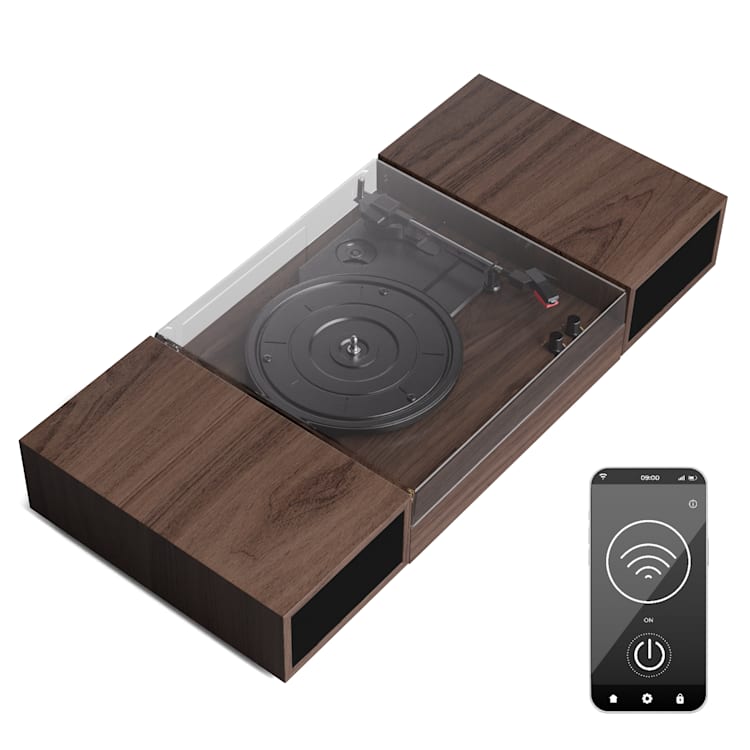 TT-Play - Giradischi, 3 speed, 2x10W, BT, RCA-Out, a 3 velocità, Bluetooth Legno scuro