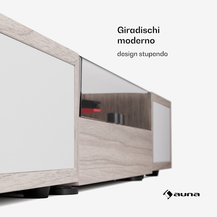 TT-Play - Giradischi, 3 speed, 2x10W, BT, RCA-Out, a 3 velocità, Bluetooth Legno color taupe