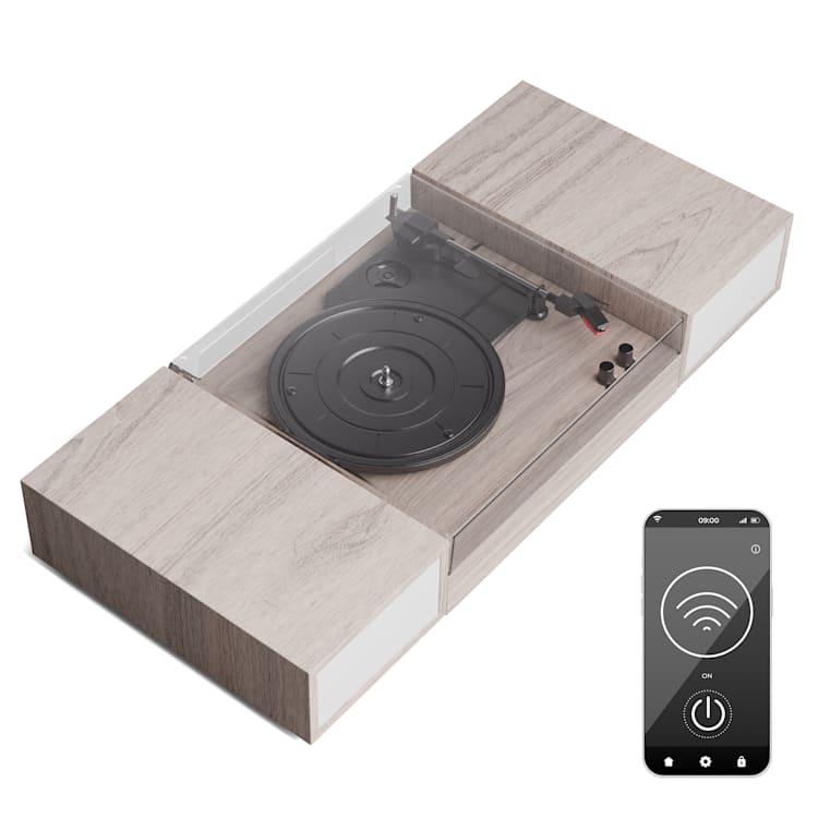 TT-Play - Giradischi, 3 speed, 2x10W, BT, RCA-Out, a 3 velocità, Bluetooth Legno color taupe