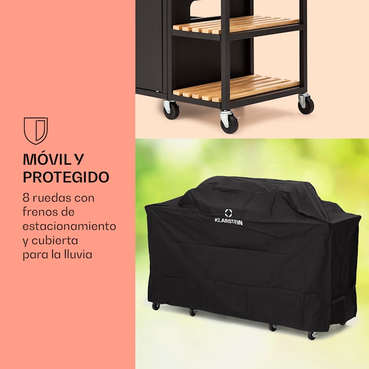 Cocina exterior Jersey parrilla de gas 20,7 kW 5+1 quemadores móvil cubierta de protección contra la lluvia