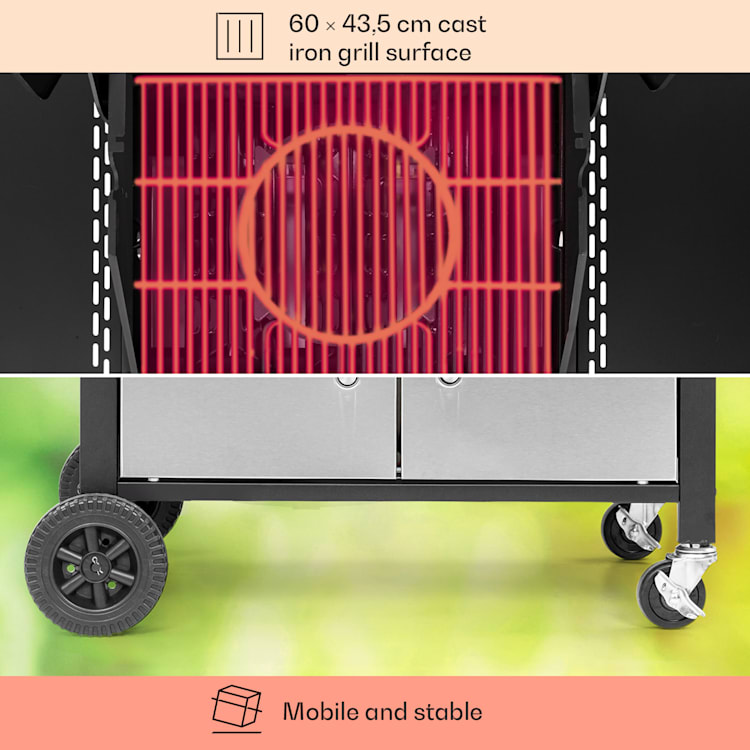 Tomahawk, газов грил, 3 x 3,6 kW горелка, 60 x 43,5 см, грил от неръждаема стомана 3 горелки