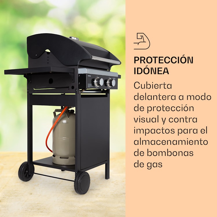 Barbacoa de gas Valdosta 2.0 2 x 3,6 kW quemador acero inoxidable móvil 2 fogones