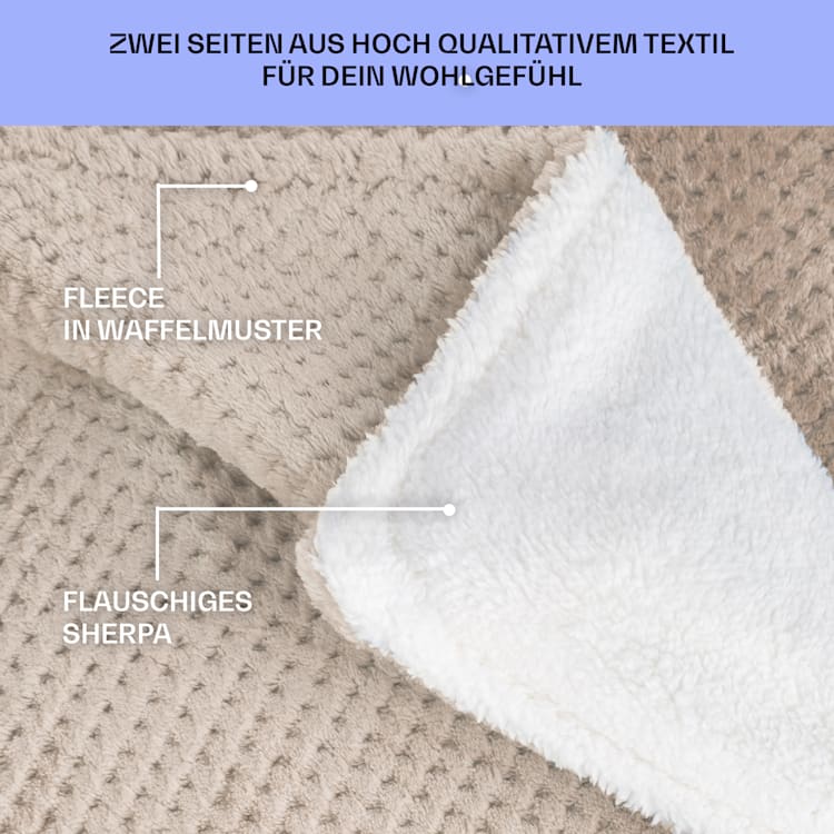 Dr. Watson Deluxe XL Heizdecke 160 W 9 Temperaturstufen 180 x 130 cm XL | Sand