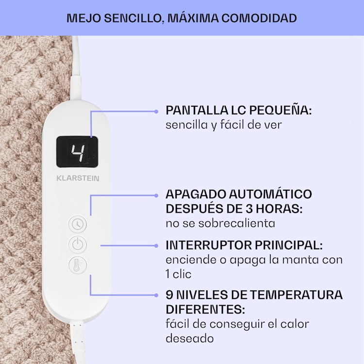 Dr. Watson XL Manta eléctrica 120 W 3 intensidades 180 x 130 cm Mando XL | Arena