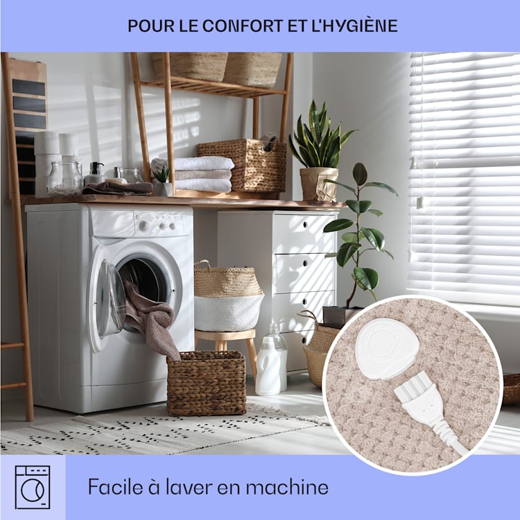 Dr. Watson Deluxe XL Couverture chauffante 160 W 9 niveaux de température 180 x 130 cm XL | Sable