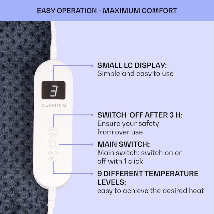 DR Watson Deluxe XXL, elektrická deka, 160 W, 9 úrovní ohrevu, 200 x 180 cm XXL | Antracit