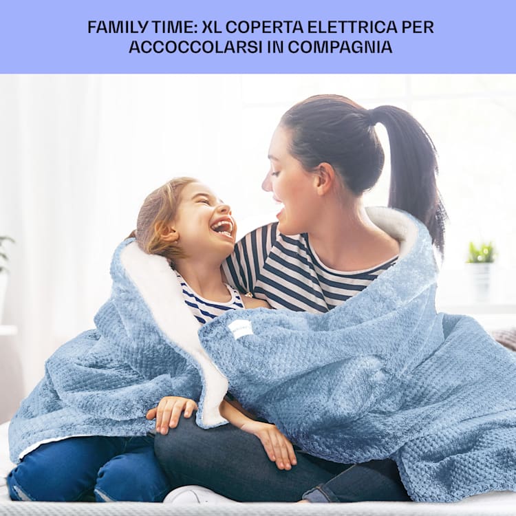 Dr. Watson Deluxe XXL - Coperta elettrica, 160 W, 9 livelli di temperatura, elemento di controllo, 200 x 180 cm XXL | Blu