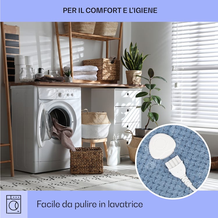 Dr. Watson Deluxe XXL - Coperta elettrica, 160 W, 9 livelli di temperatura, elemento di controllo, 200 x 180 cm XXL | Blu