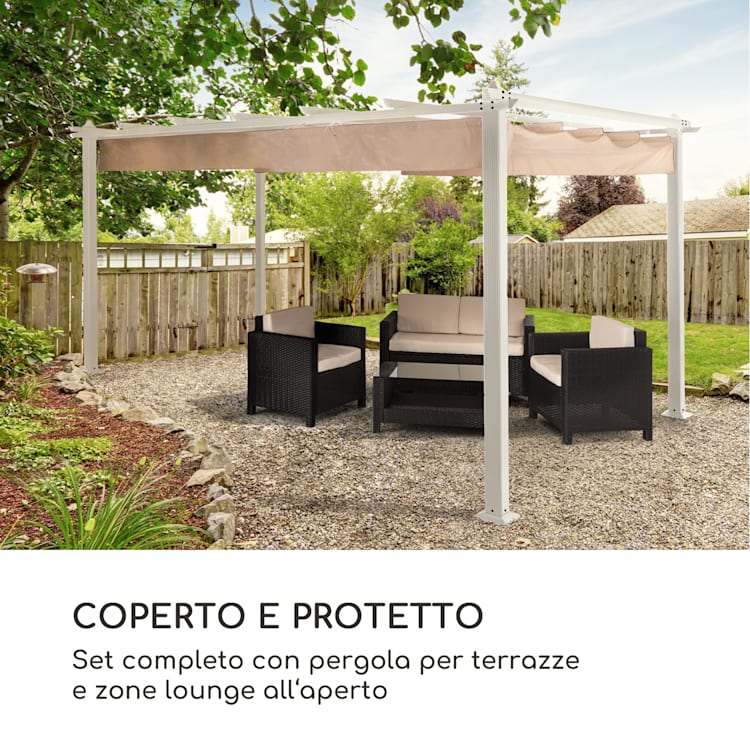 Pantheon, Gazebo, tubi di alluminio, 3 x 4 m, 4 paletti, idrorepellente 3 x 4 m | Bianco | Beige
