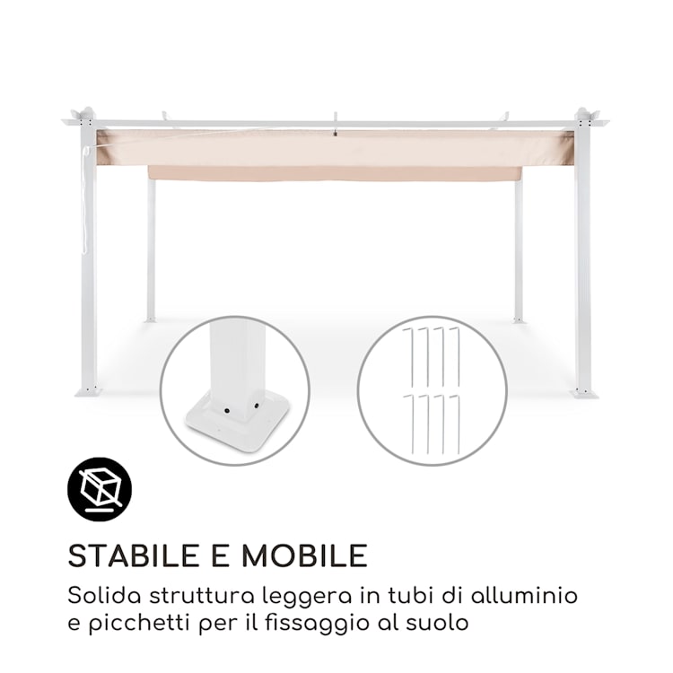Pantheon, Gazebo, tubi di alluminio, 3 x 4 m, 4 paletti, idrorepellente 3 x 4 m | Bianco | Beige