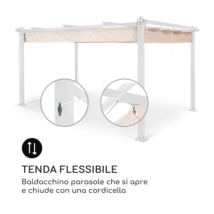 Pantheon, Gazebo, tubi di alluminio, 3 x 4 m, 4 paletti, idrorepellente 3 x 4 m | Bianco | Beige