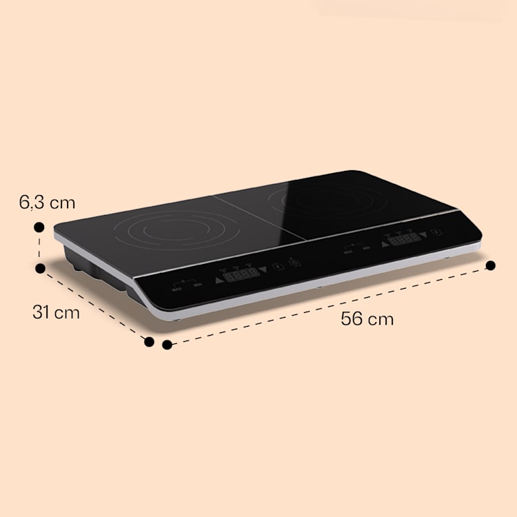 Placa de indução dupla Cookio 3500 W Temporizador Vitrocerâmica