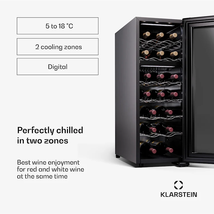Shiraz 18 Duo wine refrigerator 2 zones 53 L/18 bottles 5-18 °C Touch 18 bottles | 2 cooling zones | Black