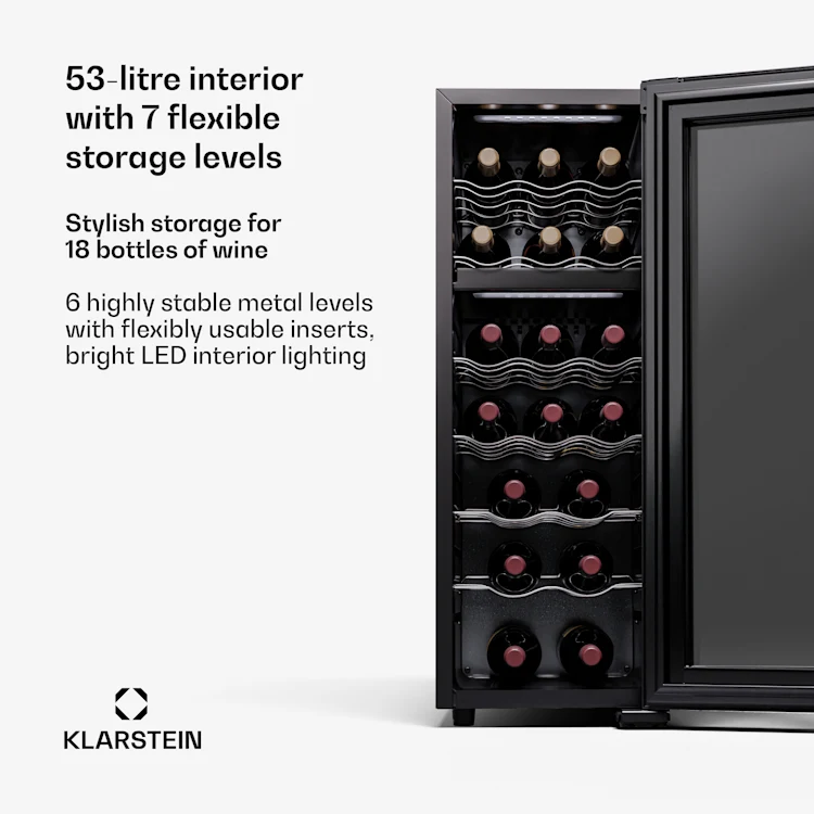 Shiraz 18 Duo wine refrigerator 2 zones 53 L/18 bottles 5-18 °C Touch 18 bottles | 2 cooling zones | Black