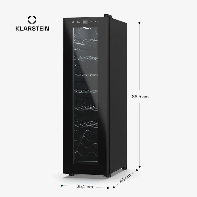 Shiraz 14 Slim Uno wine refrigerator 14 bottles 5 - 18 °C touch control 14 bottles | 1 cooling zone | Black