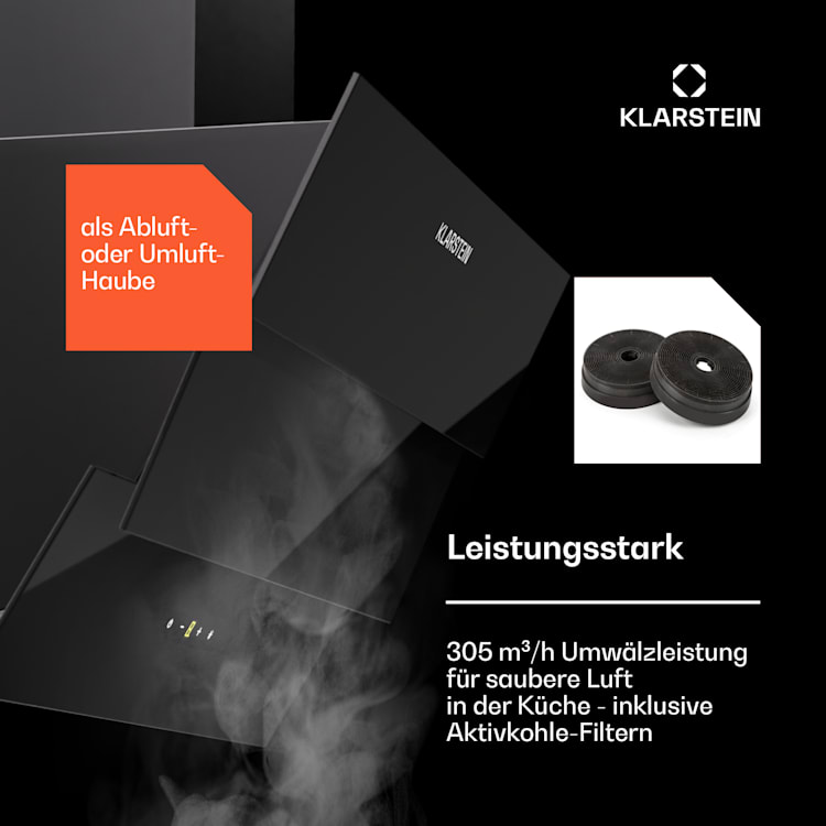 Antonia 60 Dunstabzugshaube 60cm 247m³/h Touch EEK A++ Glas 60 cm | Schwarz