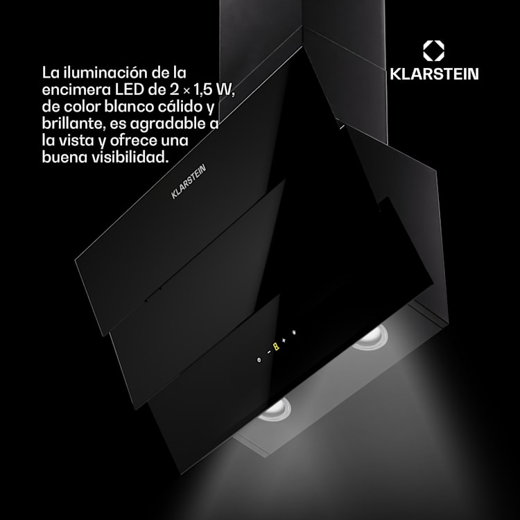 Campana de cocina Antonia 60 60cm 247 m³/h Touch EEK A++ Cristal 60 cm | Negro