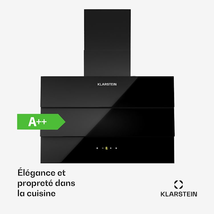 Antonia 60 hotte aspirante 60 cm 247 m³/h tactile CEE A++ verre 60 cm | Noir