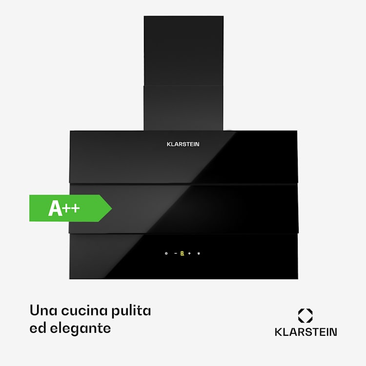 Antonia 60 cappa aspirante, 60cm, 247m³/h, touch, CEE A++, vetro 60 cm | Nero