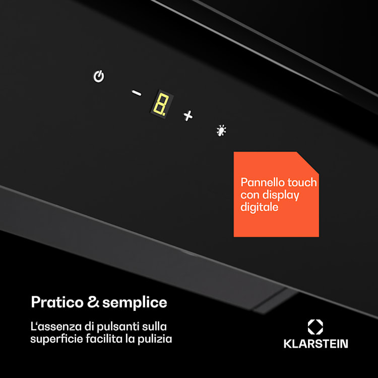 Antonia 60 cappa aspirante, 60cm, 247m³/h, touch, CEE A++, vetro 60 cm | Nero