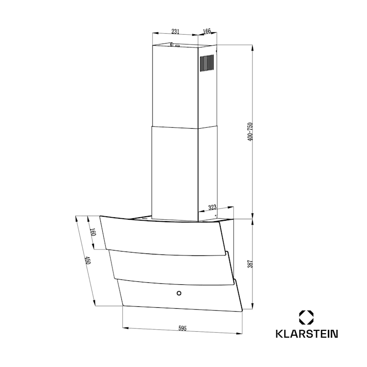 Antonia 60 Dunstabzugshaube 60cm 247m³/h Touch EEK A++ Glas 60 cm | Schwarz