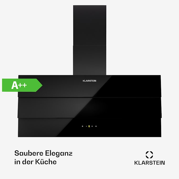 Antonia 90 Dunstabzugshaube 90cm 247m³/h Touch EEK A++ Glas 90 cm | Schwarz