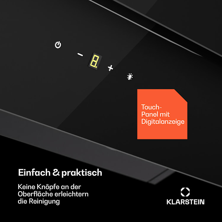 Antonia 90 Dunstabzugshaube 90cm 247m³/h Touch EEK A++ Glas 90 cm | Schwarz