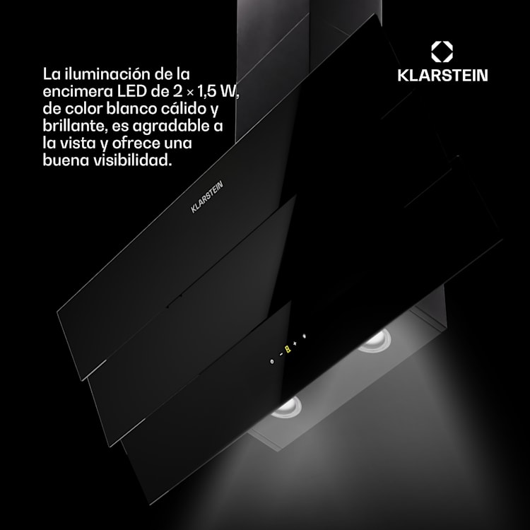 Campana de cocina Antonia 90 90 cm 247 m³/h Touch EEK A++ Cristal 90 cm | Negro