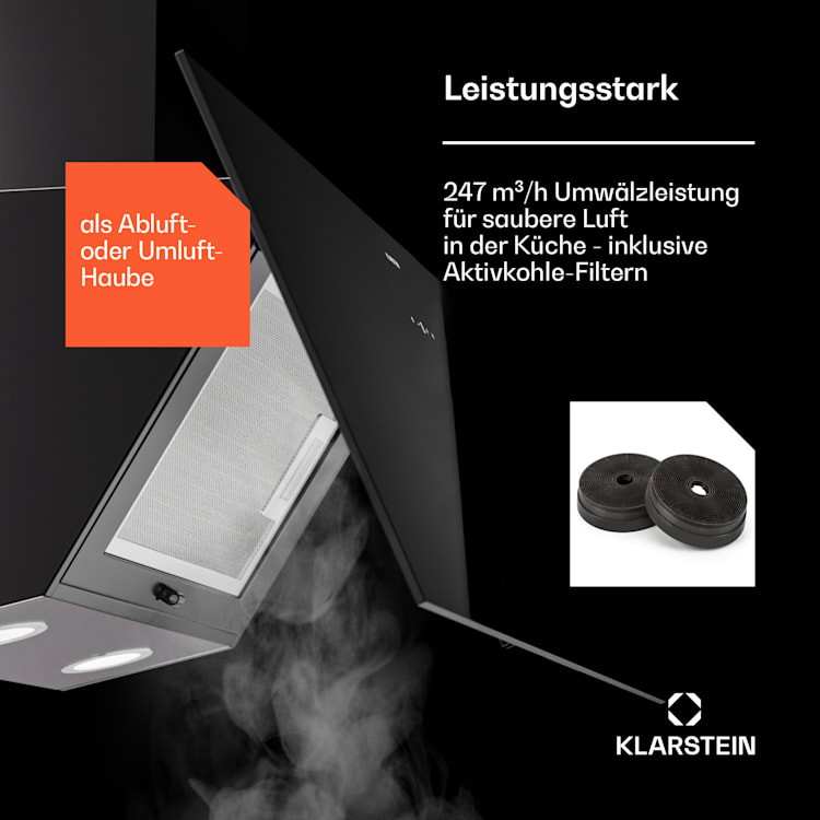 Laurel 90 Dunstabzugshaube 90cm Abluft: 247 m³/h LED Touch 90 cm | Schwarz