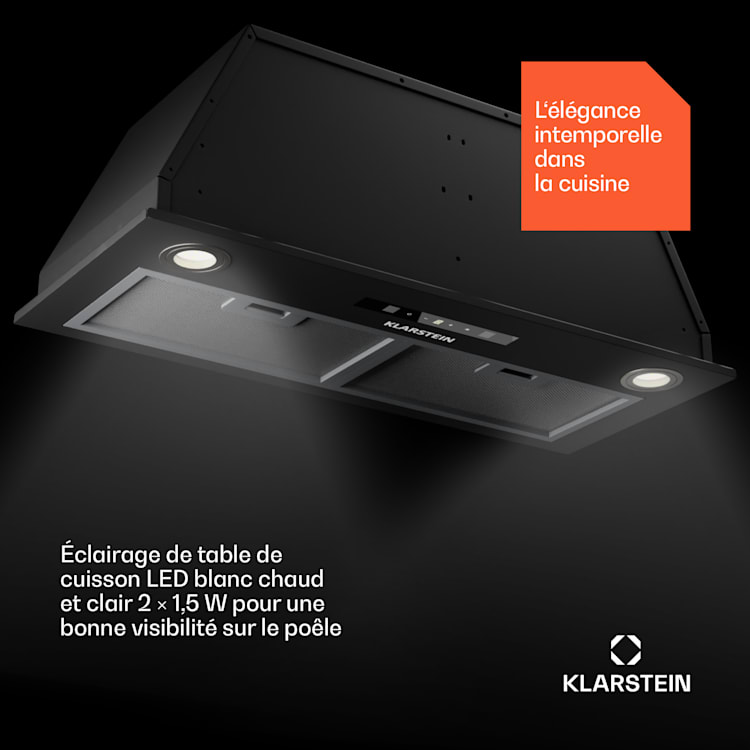 Paolo 72 afzuigkap inbouw 72 cm 520 m³/h led touch A++ 72 cm | Zwart