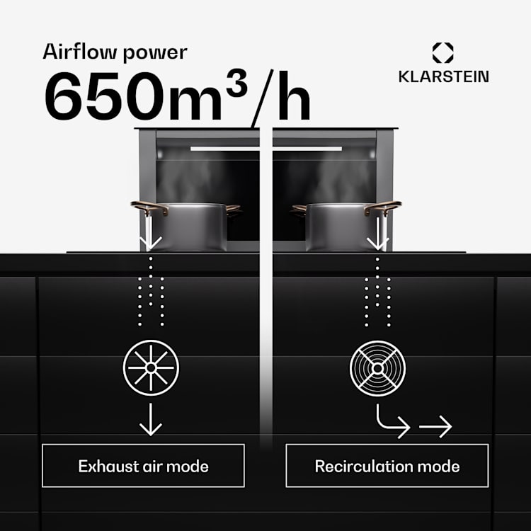 Klarstein Royal Flush Eco Slim 60 downdraft extractor hood A 60 cm