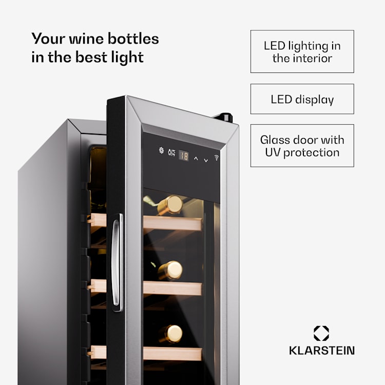 Shiraz Premium Smart 12 Slim, chłodziarka na wino, na 12 butelek 12 butelek