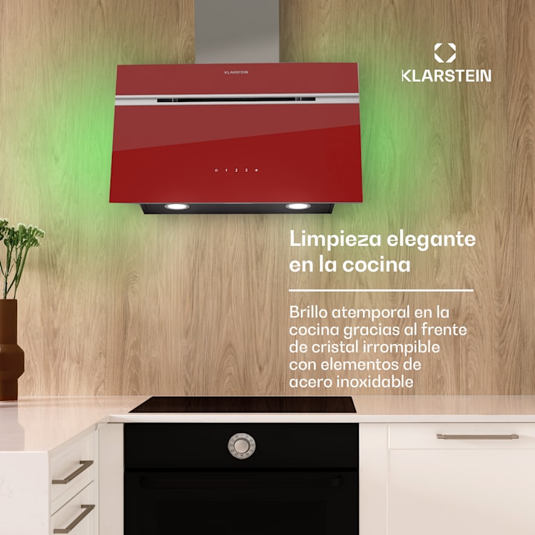 Alina Smart Campana extractora 60 cm 600 m³/h pantalla LED frontal de vidrio
