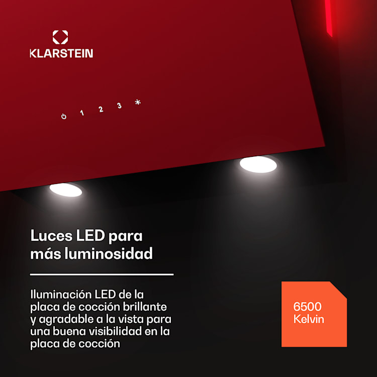 Alina Smart Campana extractora 60 cm 600 m³/h pantalla LED frontal de vidrio
