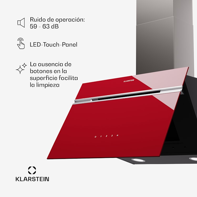 Alina Smart Campana extractora 60 cm 600 m³/h pantalla LED frontal de vidrio
