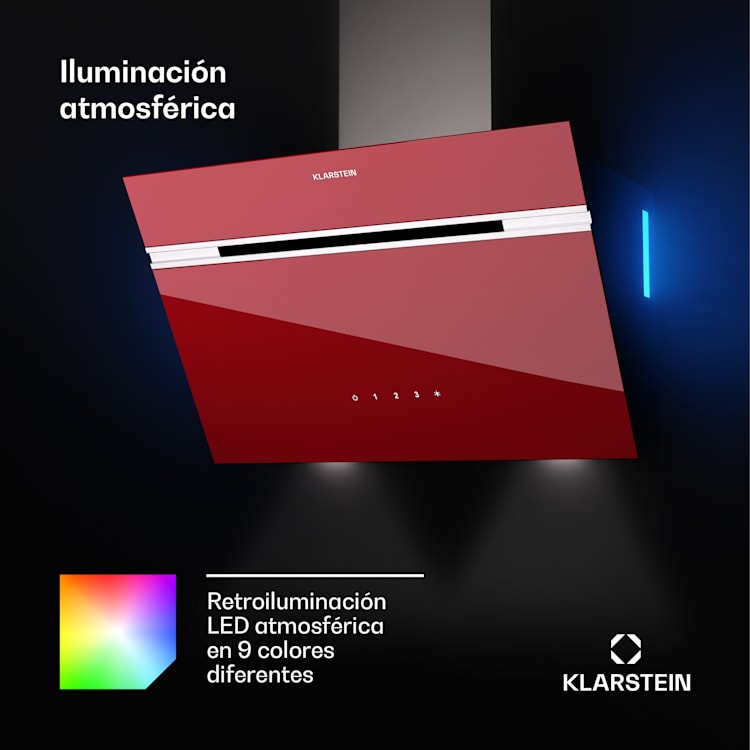 Alina Smart Campana extractora 60 cm 600 m³/h pantalla LED frontal de vidrio
