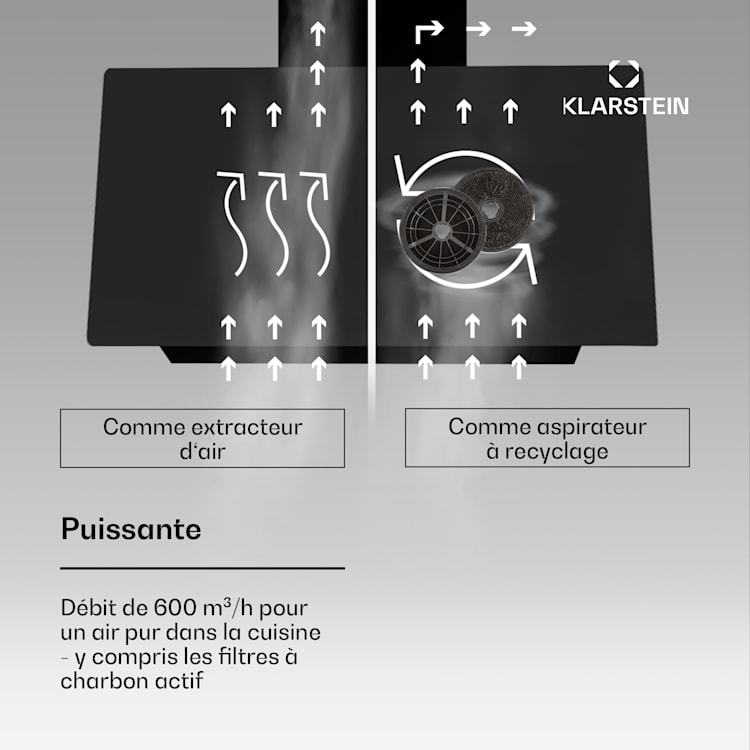 Alina 60 afzuigkap 60 cm 600 m³/h leddisplay sfeerlicht glazen front