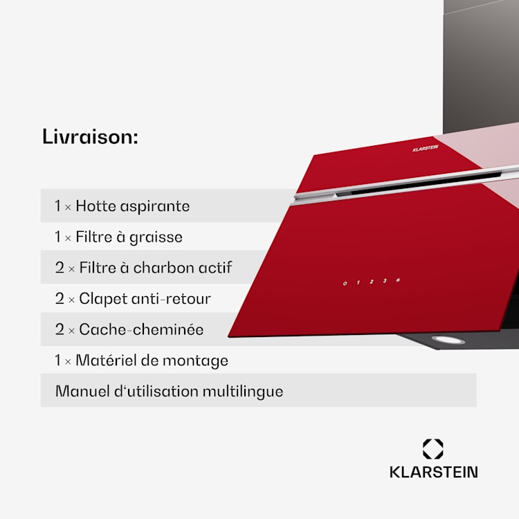 Alina 60 afzuigkap 60 cm 600 m³/h leddisplay sfeerlicht glazen front