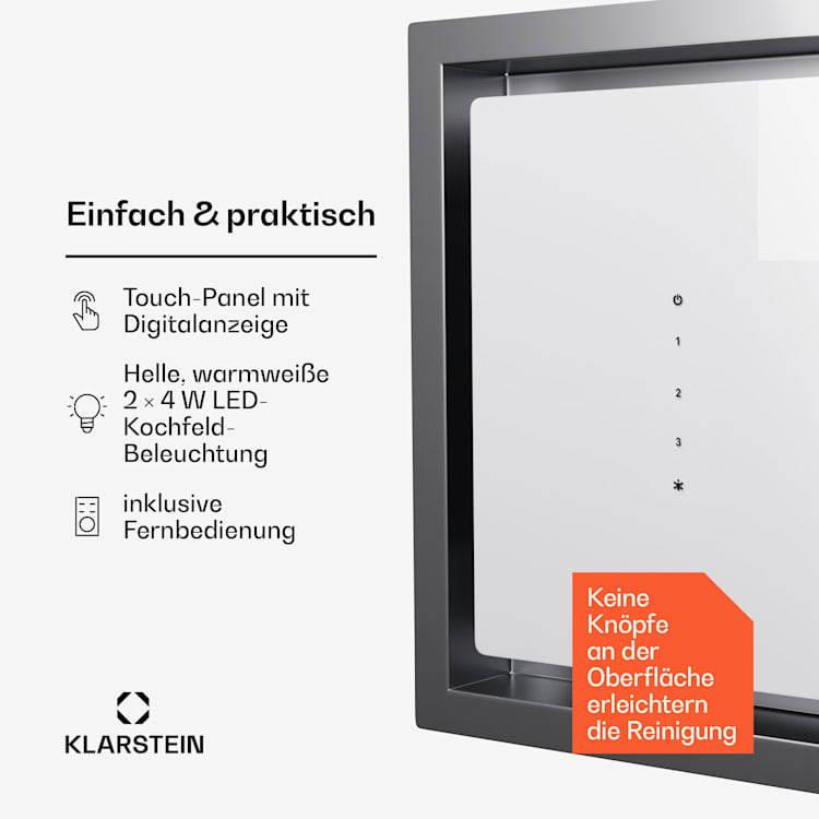 High Line Eco 77 Deckenhaube 77 cm 436 m³/h Stufen Fernbedienung Ambientelicht 77 cm | Weiß